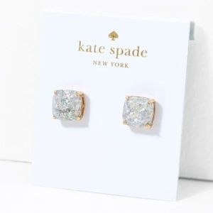 KATE SPADE NEW YORK - Opal Gold Glitter Mini Small Square Stud Earrings